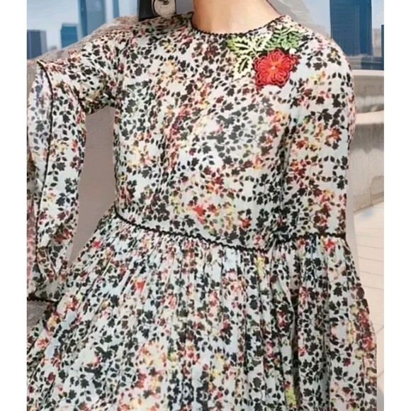 ANTHROPOLOGIE BHANUNI JYOTI LIBRA EMBROIDERED FLORAL TUNIC DRESS WOMEN'S SIZE 2 - Picture 1 of 6